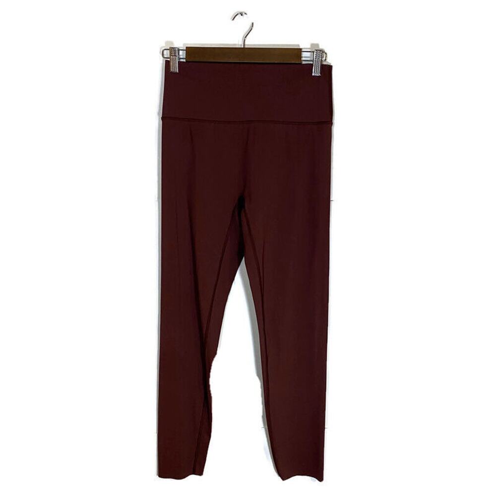 Aerie High Rise Leggings Sz L Burgundy 7/8 Crop Ankle Cut Off Yoga Workout